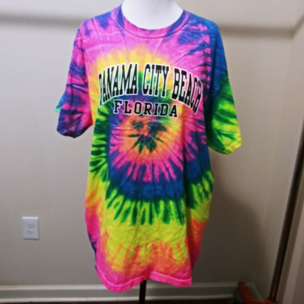 Panama City Beach Souvenir Tie Dye T Shirt size L